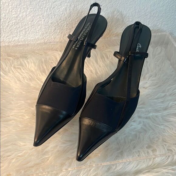 Donald J. Pliner Couture Black Slingback Leather Cap Toe Heel | size 7.5 - Picture 3 of 11